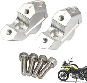 2Pcs Motorcycle Handlebar Riser 22mm Heighted Pad Aluminum Motorbike Handle Bars Mount Clamp Kit Compatible with BMW F750GS F750 GS 2018 2019, Backward, Silver