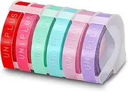 6 x UniPlus 3D Label Tape Replacement for Dymo Embossing Tape for Omega Home Junior Organiser Xpress Pro Office-Mate II Motex E-101 E-303 Embossing Device Pink Red Light Purple Light Blue Light Green