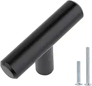 Amazon Basics T-Bar Cabinet Knob, 1/2-Inch Diameter, 2-Inch Length (3-Inch Hole Center), Flat Black, 10-pack