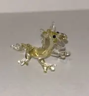 Miniature Tiny Lampwork Flame Hand Blown Glass Amber Dragon Figurine New