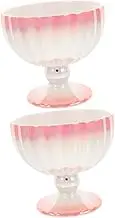ABOOFAN 2pcs Ceramic Container Ice Cream Serving Cup Restaurant Pudding Cup Multi-use Bowl
