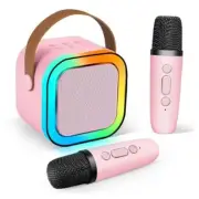 Mini Karaoke Machine,Portable Karaoke Machine with 2 Wireless pink