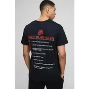 Mens Black Oversized Fight Club License Printed T-Shirt