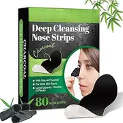 Deep Cleaning Nose Strips | Charcoal Pore Cleansing Strips | Blackhead Remover for All Skin Types | Natural Charcoal Formula | Oil-Free Pore Care Sheets for Face & Nose | 80 Count