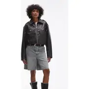 Topshop Faux Leather Bomber Jacket in Black at Nordstrom, Size Small