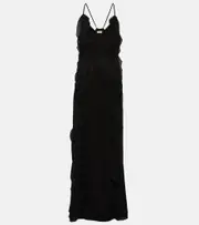 [Simkhai] Simkhai Emily ruffled V-neck slip dress UK 10 black