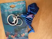 3D Printed Shark Keychain Pack back Clip Fidget Toy 4” Blue & Pink Shiny