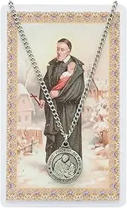 [McVan] St Vincent De Paul 3/4-inch Pewter Medal Pendant with Holy Card