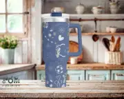 Ballet & Soccer - Laser Engraved 40 oz Insulated Tumbler with Handle Lid and Str