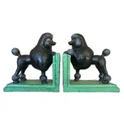 Cast Iron Black Poodle Dog Bookends