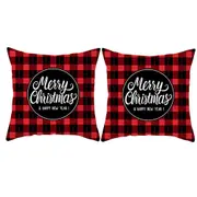 4Pcs Christmas Pillowcase Cotton Linen Throw Pillow Cover for Couch Home Decorations -Style 6