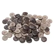 100pcs Sewing Button 23mm 4 Holes Wooden Round Craft Buttons, Brown