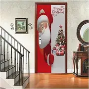 Door Stickers Santa Claus Door Stickers Merry Christmas Wallpaper Bedroom Living Room Holiday Decor Cartoon Elk(G,90x200cm)