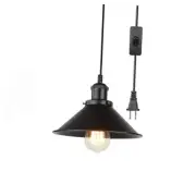 Industrial Black Plug-in Pendant Light with Switch, Retro Black 1 Pack