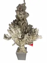 Silver Tinsel Table Tree Holiday Christmas Decorative 24.5 inches, 2 Feet