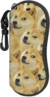 [Generic] Yellow Dog Glasses Case Pouch Prints Zipper Soft Eyewear Storage Box Outdoor Travel Portable Anti-Pressure Sunglasses Bag