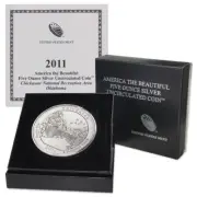 Mint 2011-P 5oz 25c Silver America the Beautiful Coin - Chickasaw BU w Box COA