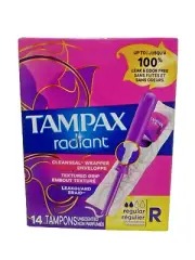 Tampax Radiant Tampons ~Regular ~Unscented ~24 Ct (10ct Added To Open Box)