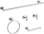 Chrome Bathroom Hardware Set 5 Piece with Towel Racks for Bathroom, SUS304 Stainless Steel Bath Towel Bar Set, 24 Inch Wall Mounted Accessories Kit…