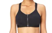 $55 Core 10 Womens High Impact Support Underwire Front-Zip Sports Bra Black 32DD