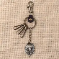 在飛比找樂天市場購物網優惠-復古個性獅子頭鑰匙扣合金吊墜創意掛件手工制作包包掛件百搭潮