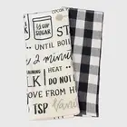 Hot Cocoa Marshmallow Kitchen Tea Towels Cotton Set Buffalo Check Black White