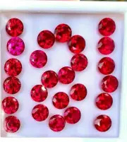 25 Pcs Natural Red Mogok Ruby Round 8.00 MM STUNNING Loose Gemstone Certified O1