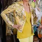 Insight print vegan leather jacket in yellow