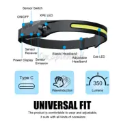 Waterproof Headlamp COB Night Buddy LED Motion Sensor Head Torch USB Headlight