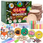 Kids Wood Painting Kit Glow in The Dark - Arts and Crafts for Kids Ages 5-12 ...