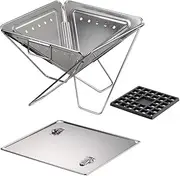 Portable Grills Inverted Pyramid Shape Barbecue Grill, Portable Fire Pit, Barbecue Stove for Outdoor Cooking Camping Beach Traveling Camping BBQ