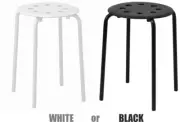 WHITE / BLACK MARIUS METAL STACKABLE FOLDABLE STOOL, HOME, OFFICE. 220Lbs Wgt.