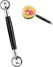 1 pcs Double Sided Melon Baller, Round Melon Balls Fruit Baller Scoop Melon Baller Scoop Stainless Steel Melon Baller Melon Scoop Double Scoop Ice Cream Cone Double Dessert Scoop for Fruit Ice Cream
