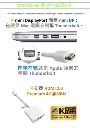 amber mini DisplayPort轉HDMI 2.0 Premium 4K@60Hz主動式 (6.1折)