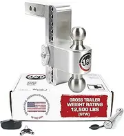 Weigh Safe Adjustable Trailer Hitch Ball Mount, 8" Adjustable Drop Hitch for 2" Receiver w/ 2 pc Keyed Alike Lock Set, Heavy Duty Aluminum Trailer Tow Hitch w/Stainless Steel Tow Balls, 12,500 lbs GTW