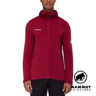 【Mammut 長毛象】Aconcagua Light ML Hooded Jacket Men 輕量刷毛連帽外套 緋紅 男款 #1014-04250