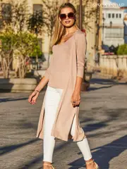 Sosandar Blush Metallic Super Sparkly Longline Cardigan (N61401) | $136