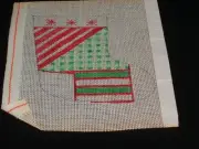 Vintage Hand Painted Needlepoint Canvas CHRISTMAS STOCKING ORNAMENT