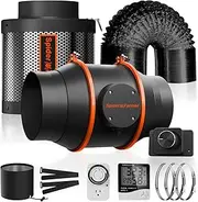Spider Farmer 6 Inch Inline Fan Carbon Filter Ducting Kit, Exhaust Fan with Speed Controller Hydroponics Grow Tent Ventilation Kit for Heating Cooling Booster, Grow Tents, Hydroponics
