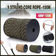 9 Strand Core Rope-100M 550 Paracord Parachute Cord Lanyard Mil Spec Type III AU