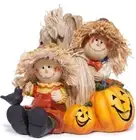 Hodao Fall Thanksgiving 4” Resin Scarecrow Pumpkin Figurines Adorable Scarecrow