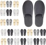 Geyoga 24 Pairs House Slipper for Guest Washable Reusable Soft Non Slip Disposable Slipper for Travel Hotel Spa Wedding Party Shoeless Home Coral Fleece(Classic Color,L)