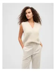 [Seed Heritage] Lofty V Neck Vest in Cream