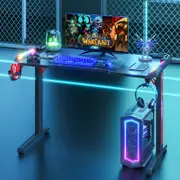 Advwin RGB LED Gaming Desk 120cm with Cup Holder & Headset Hook