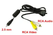 RCA Yellow White to Camcorder 2.5mm Aux Cable 6Ft with Ferrite Core