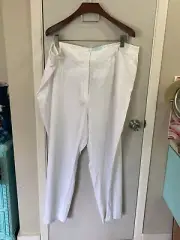 NWT Blue Sol White 3X Elastic Waistband Zipper Linen/Rayon Pants