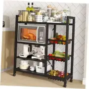 Storage Shelves, Adjustable 4-Tier Kitchen Shelves with 3 Wire Baskets,