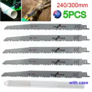 5pcs 5TPI 240/300mm Reciprocating Saw Blade Tree Pruning Wood Cutting HEAVY DUTY