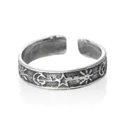 Star Moon Sun Design Toe Ring Genuine Sterling Silver 925 Adjustable Size
