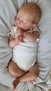 OCSDOLL 18inch Realistic Newborn Baby Dolls Sam Vinyl Sleeping Baby Doll Silicone Reborn Baby Dolls Lifelike with Closed Eyes Girl Gift